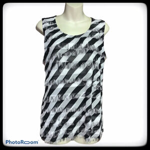 Chico’s size 2 black/white striped sleeveless top